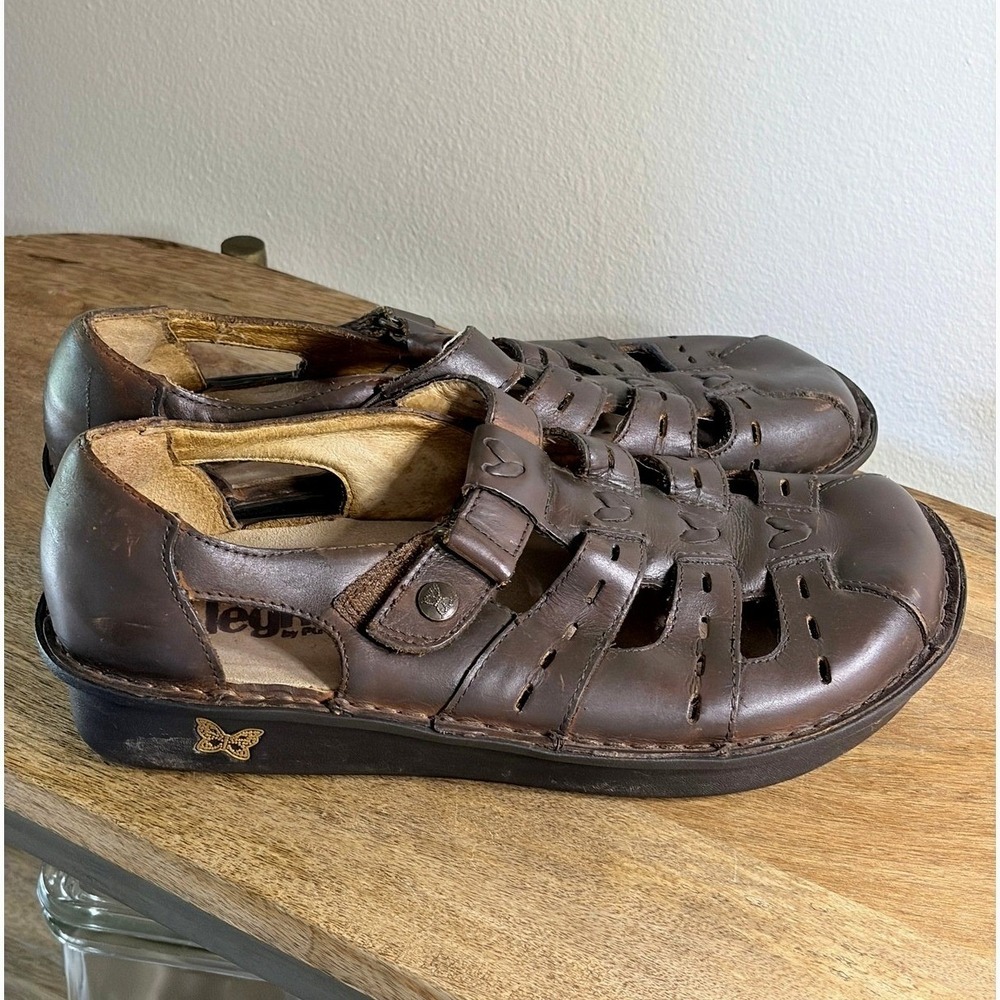 Alegria Pesca Fisherman Sandals EU 38 Brown Leather Comfort Shoes